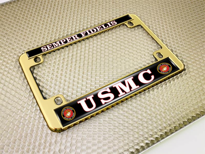 USMC - Semper Fidelis - Motorcycle Metal License Plate Frame